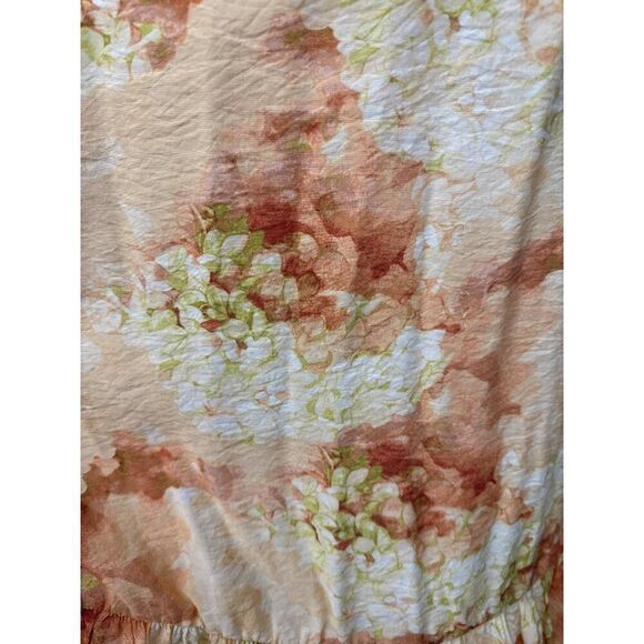H&M Women peach Green Hydrangea Print Floral Ballon Sleeve Dress Size M - Picture 11 of 14